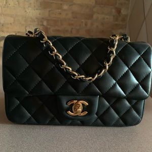 Chanel lambskin quilted mini rectangular flap